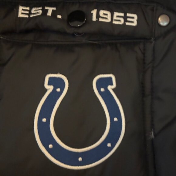 NFL Pro Line Indianapolis Colts Puffer Jacket Hooded Black Inside Plaid XL - Picture 3 of 16